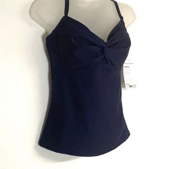 Athleta Womens Twist Up Tankini Top Swim Tank UPF 50+ Blue 32 D/DD - Picture 7 of 13